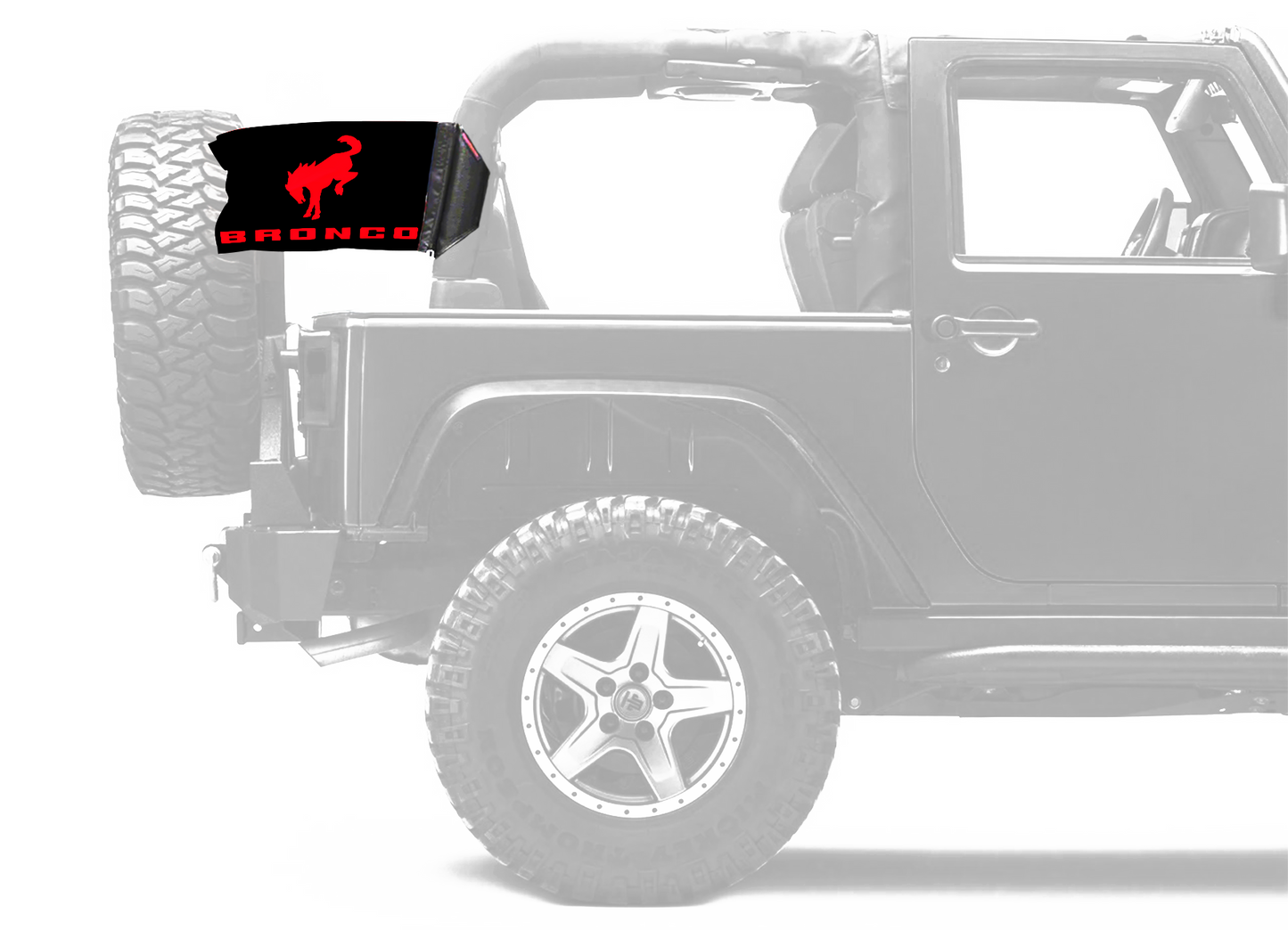 Bucking Bronco 12"x18" Forever Wave Flag for Jeep Wrangler LJ 2003-2006