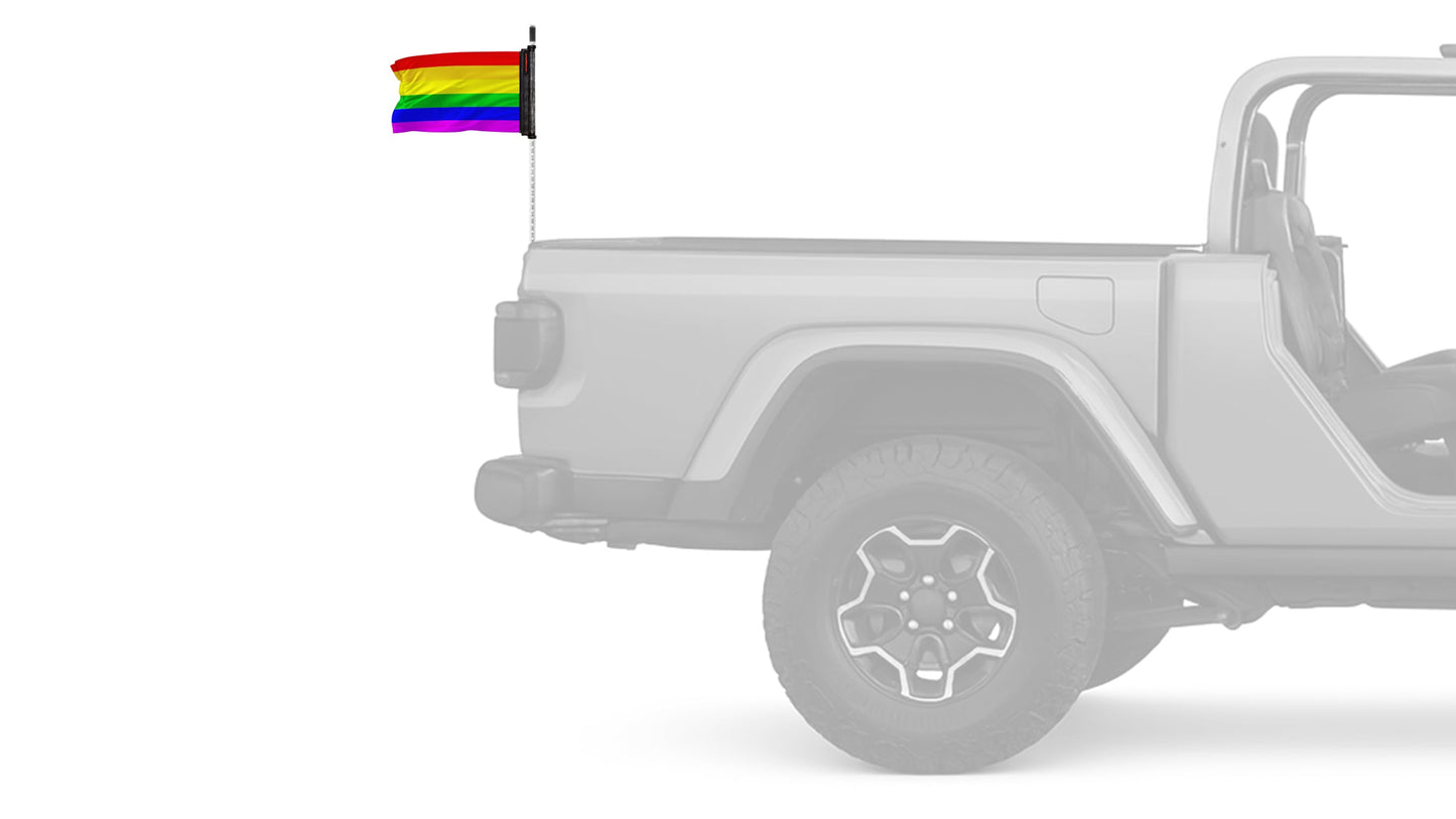 Rainbow 12"x18" Forever Wave Flag for Jeep Wrangler JLU 4-Door 2018-Present