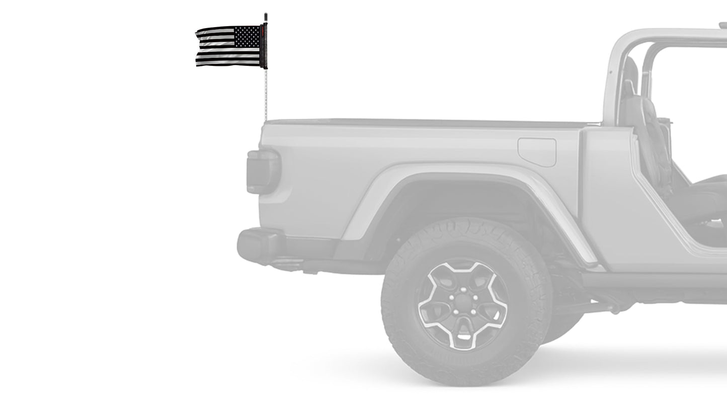 USA Subdued Thin White Line 12"x18" Forever Wave Flag for Jeep Wrangler JKU 4-Door 2007-2018