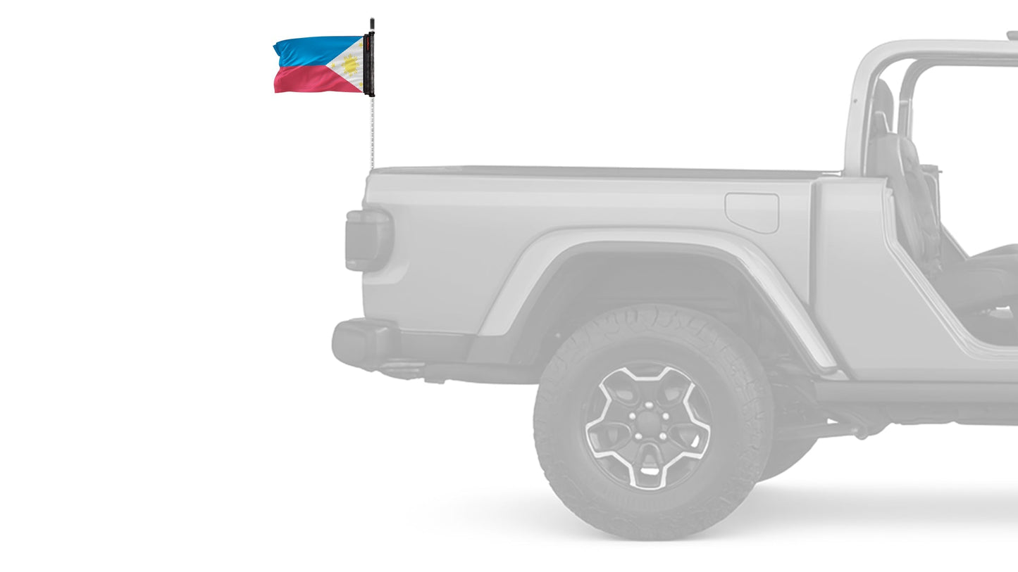 Philippines 12"x18" Forever Wave Flag for Jeep Wrangler JKU 4-Door 2007-2018
