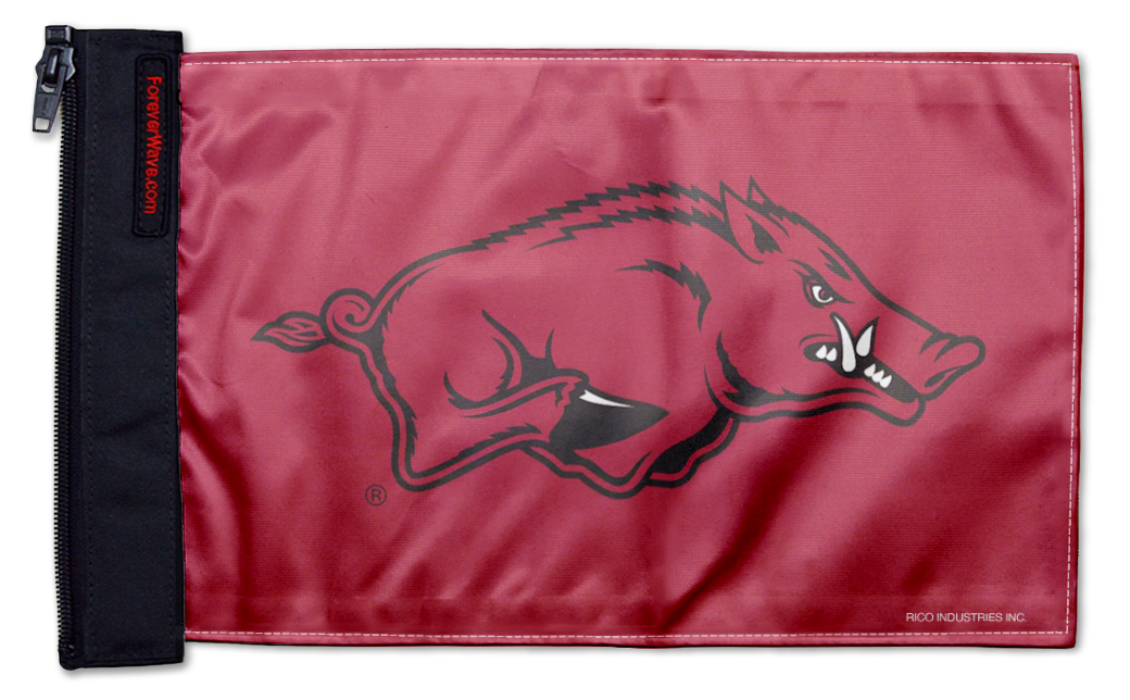 Arkansas 11"x17" Forever Wave Flag for Bronco