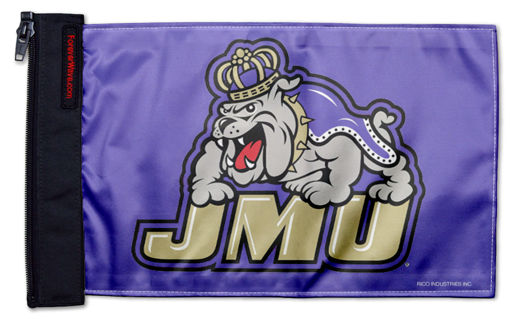 James Madison University 11"x17" Forever Wave Flag for Jeep Wrangler CJ-7 and CJ-8 1976-1986