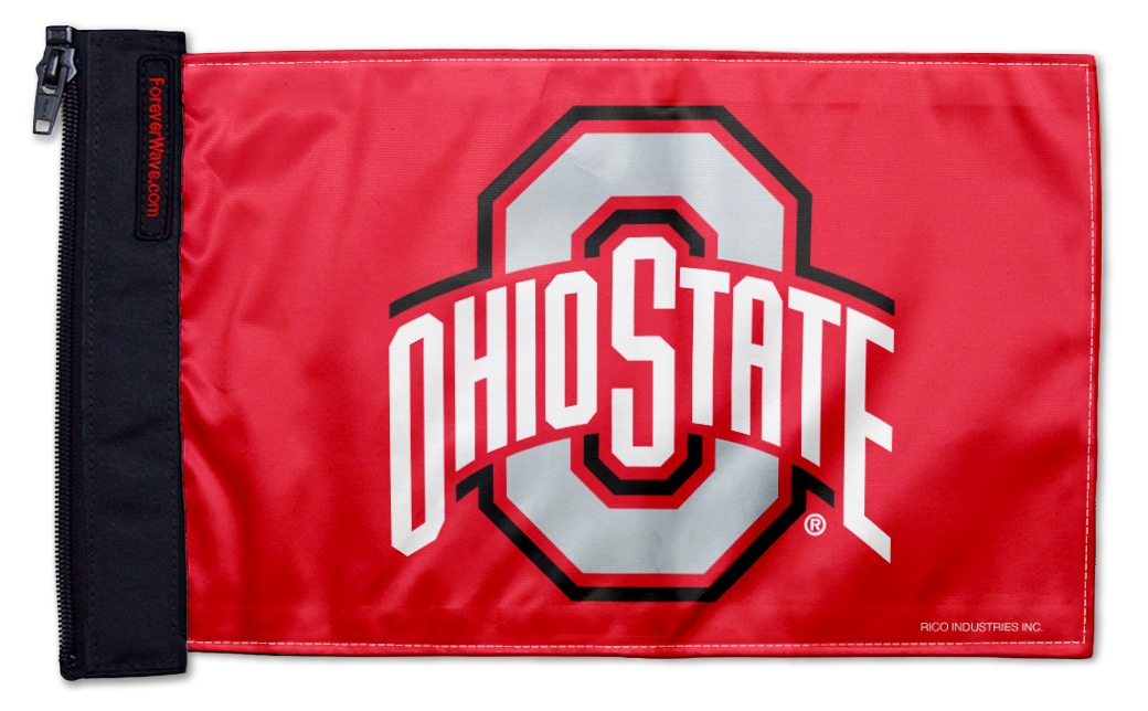 Ohio State Red11"x17" Forever Wave Flag for Jeep Wrangler CJ-7 and CJ-8 1976-1986