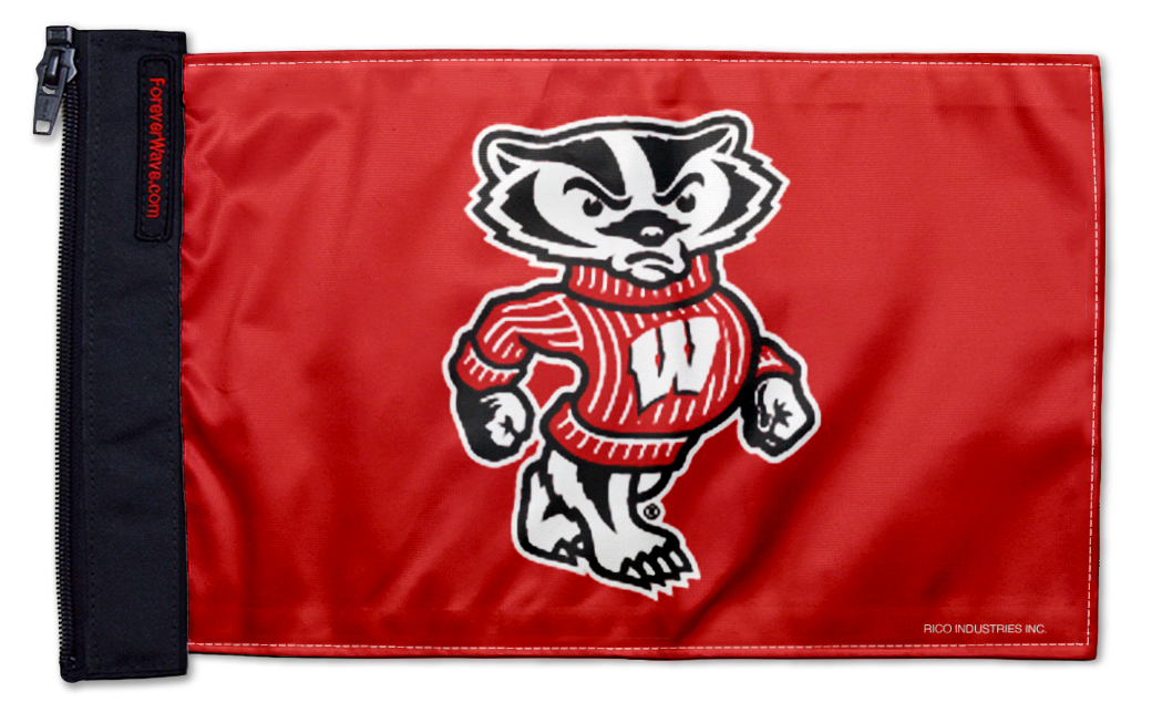 Wisconsin 11"x17" Forever Wave Flag for Jeep Wrangler JK 2-Door 2007-2018