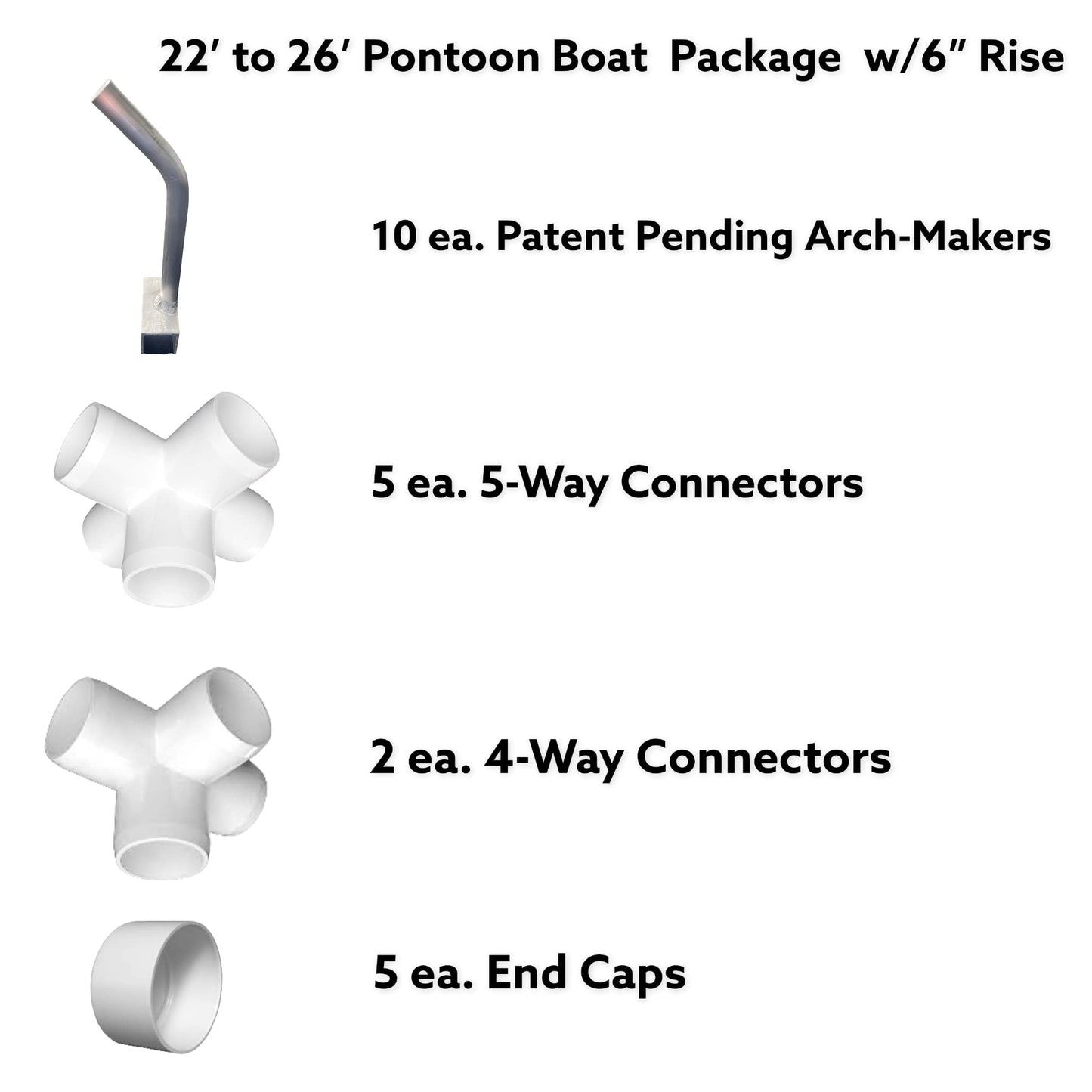 Pontoon Boat Canvas Solution 22'-26' with 6" Rise