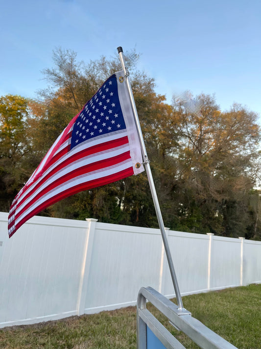 30" Pontoon Boat Aluminum Flagpole w/US Flag