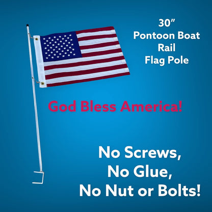 30" Pontoon Boat Aluminum Flagpole w/US Flag