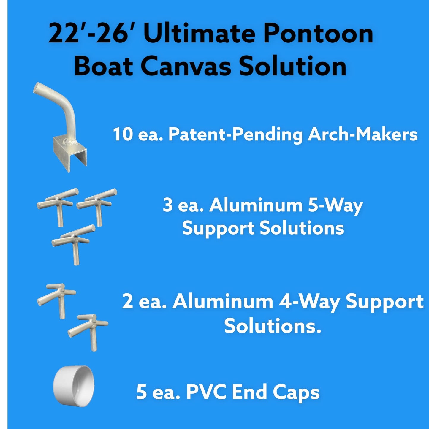 22'-26' ULTIMATE Pontoon Boat Canvas Solution with 6" Rise with 18 Gator Bites