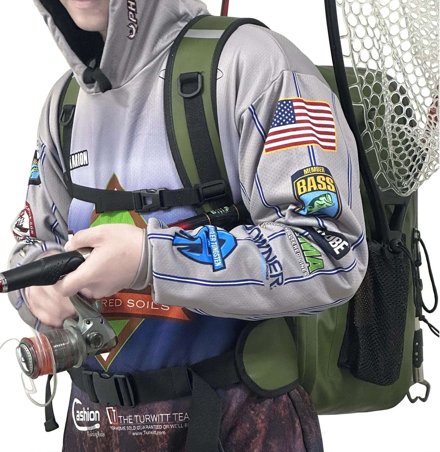 27QT Waterproof Fishing Backpack with Rod Holder