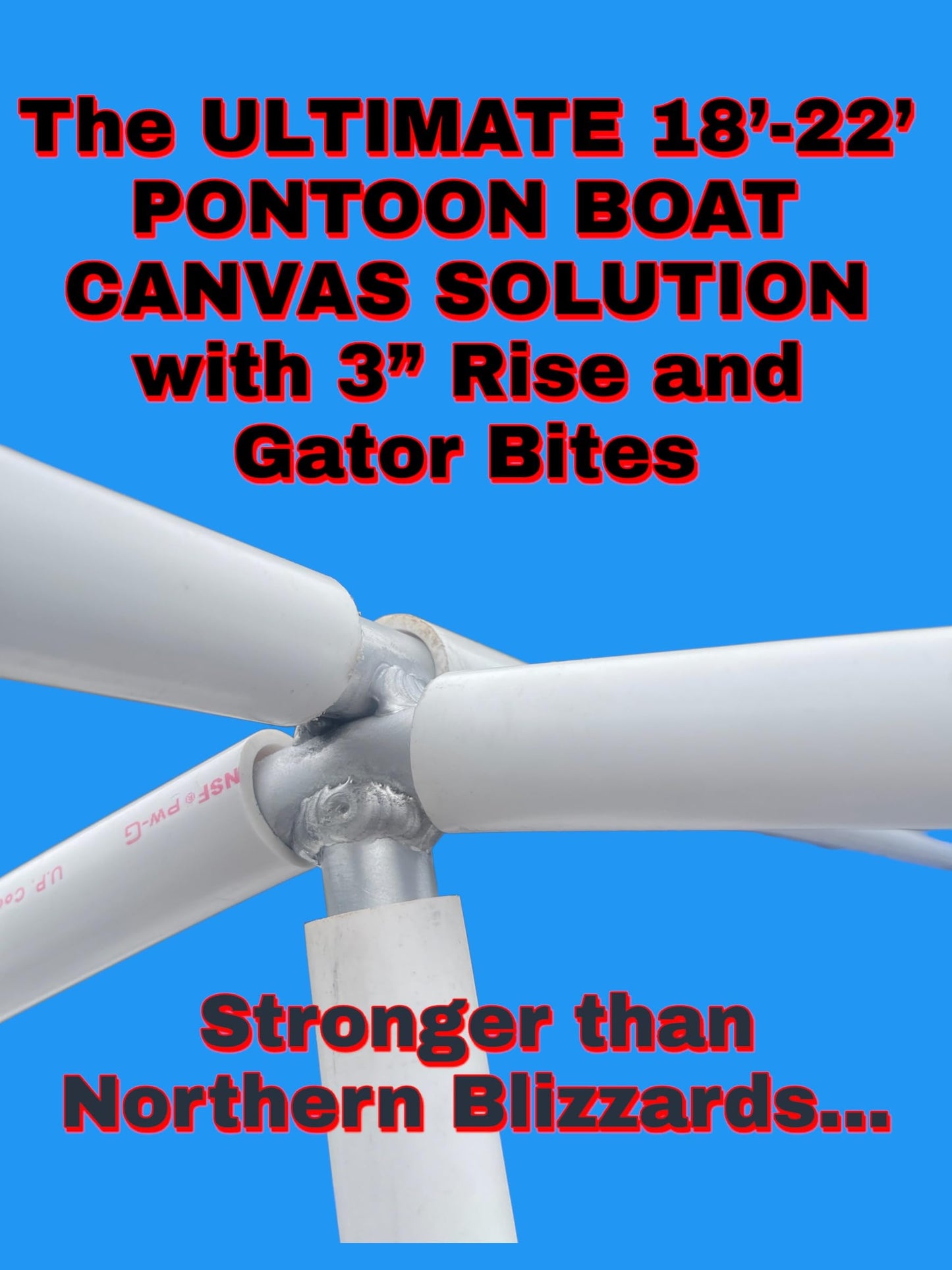 18'-22' Ultimate Pontoon Canvas Solution with 3" Rise with 18 Gator Bites
