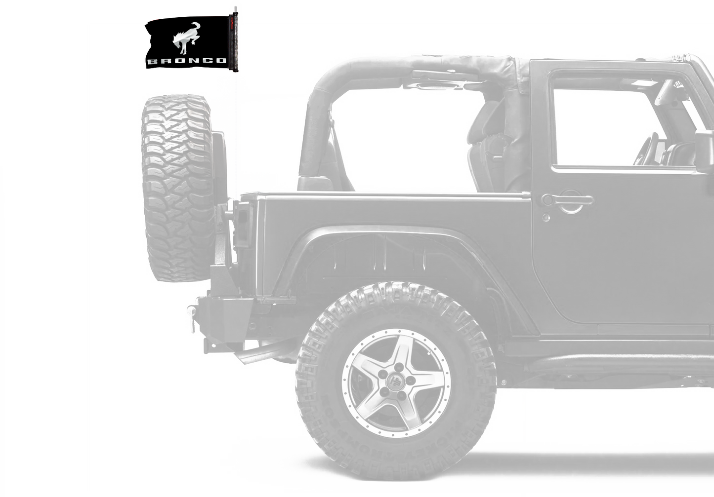 Bucking Bronco 12"x18" Forever Wave Flag for Jeep Wrangler LJ 2003-2006