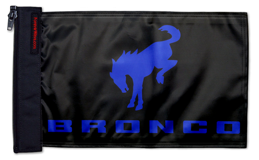 Bucking Bronco 12"x18" Forever Wave Flag for Jeep Wrangler CJ-7 and CJ-8 1976-1986
