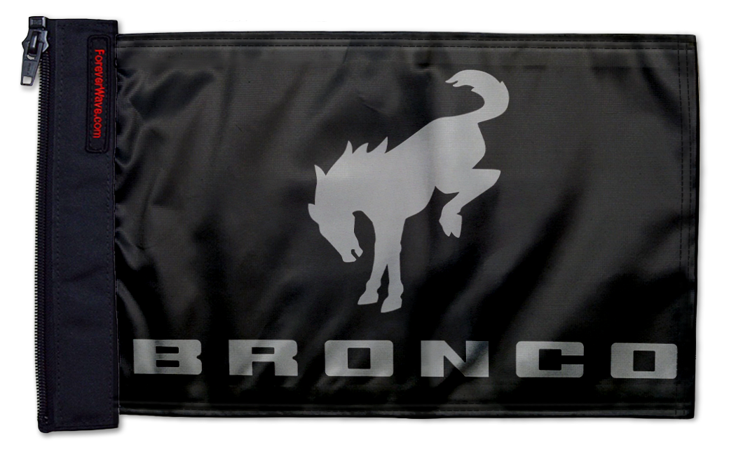 Bucking Bronco 12"x18" Forever Wave Flag for Jeep Wrangler LJ 2003-2006