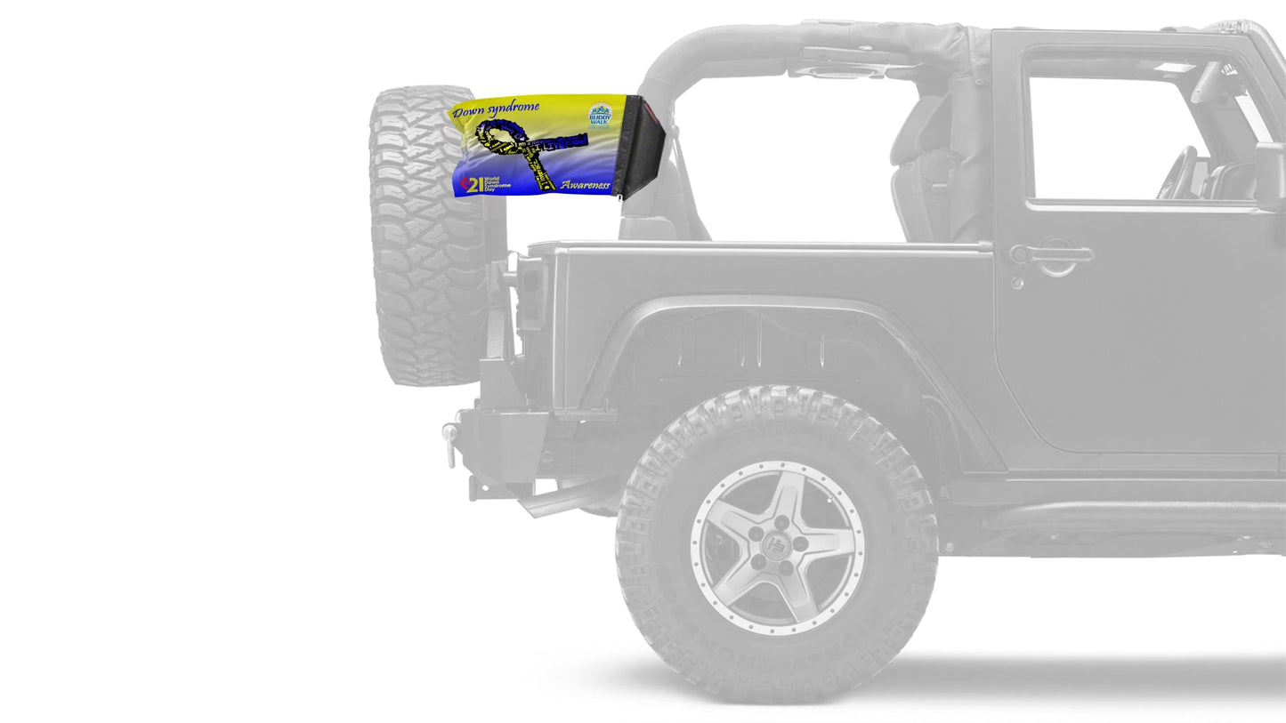 Down Syndrome Awareness 12"x18" Forever Wave Flag for Jeep Wrangler JK 2-Door 2007-2018