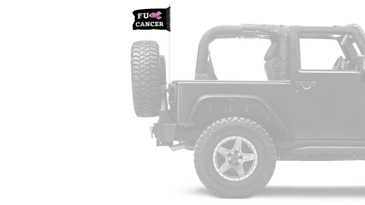 FU Cancer 12"x18" Forever Wave Flag for Jeep Wrangler CJ-7 and CJ-8 1976-1986