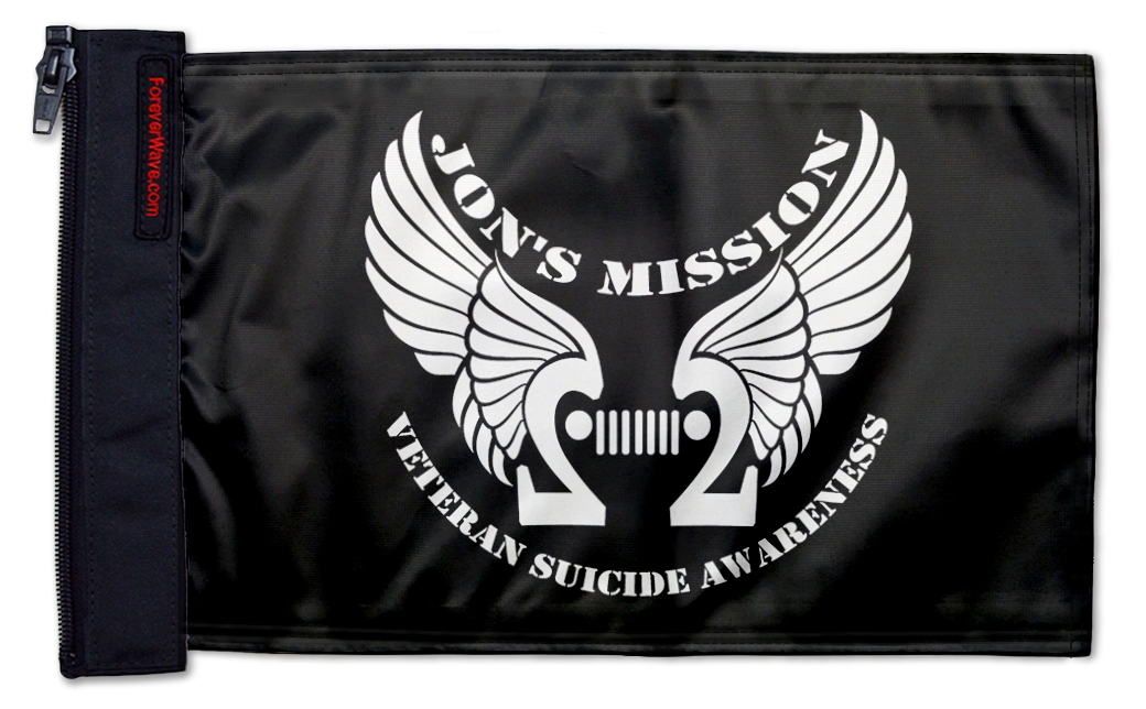 Jon's Mission 22 12"x18" Forever Wave Flag for Jeep Wrangler CJ-7 and CJ-8 1976-1986