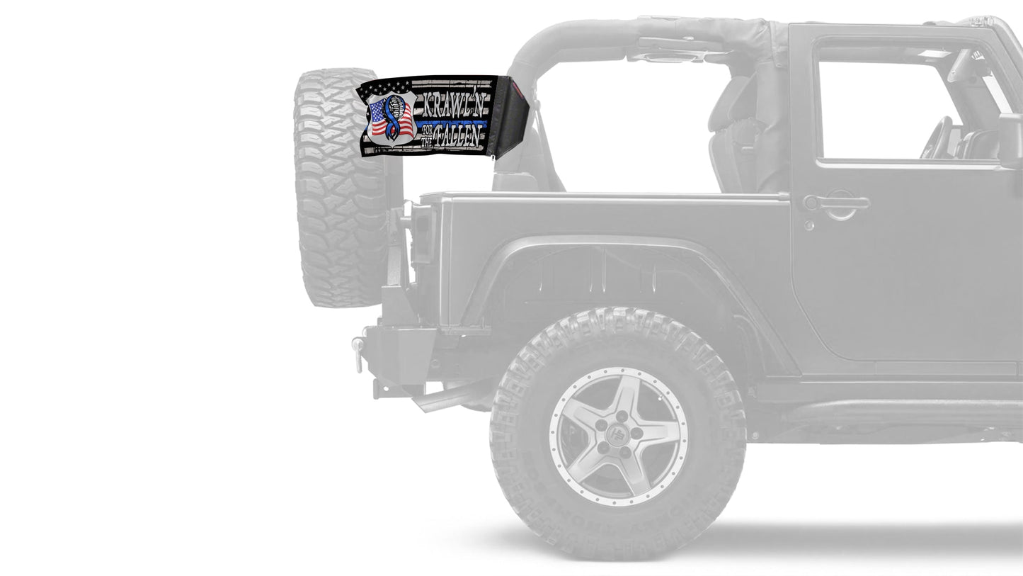 Krawl'n For The Fallen 12"x18" Forever Wave Flag for Jeep Wrangler JK 2-Door 2007-2018