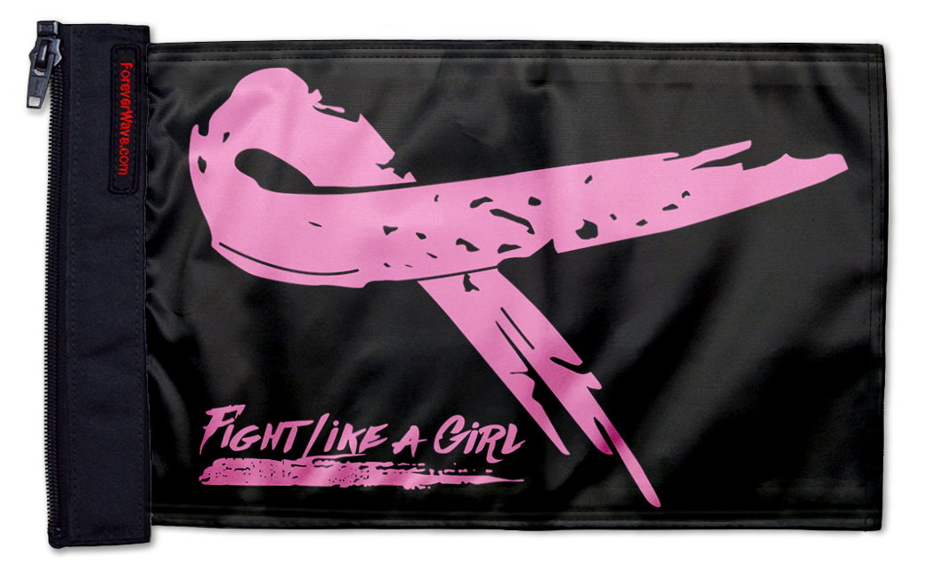 Pink Ribbon Fight Like A Girl 12"x18" Forever Wave Flag