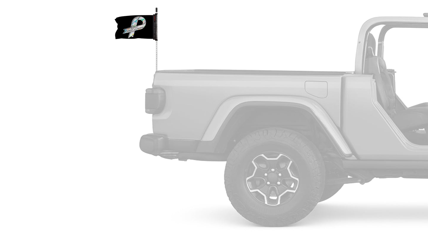 Support Cancer Awareness 12"x18" Forever Wave Flag for Jeep Wrangler CJ-7 and CJ-8 1976-1986