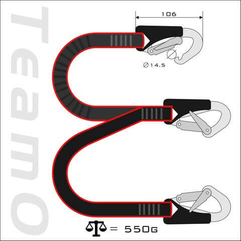 Kru Triple Hook Safety Tether