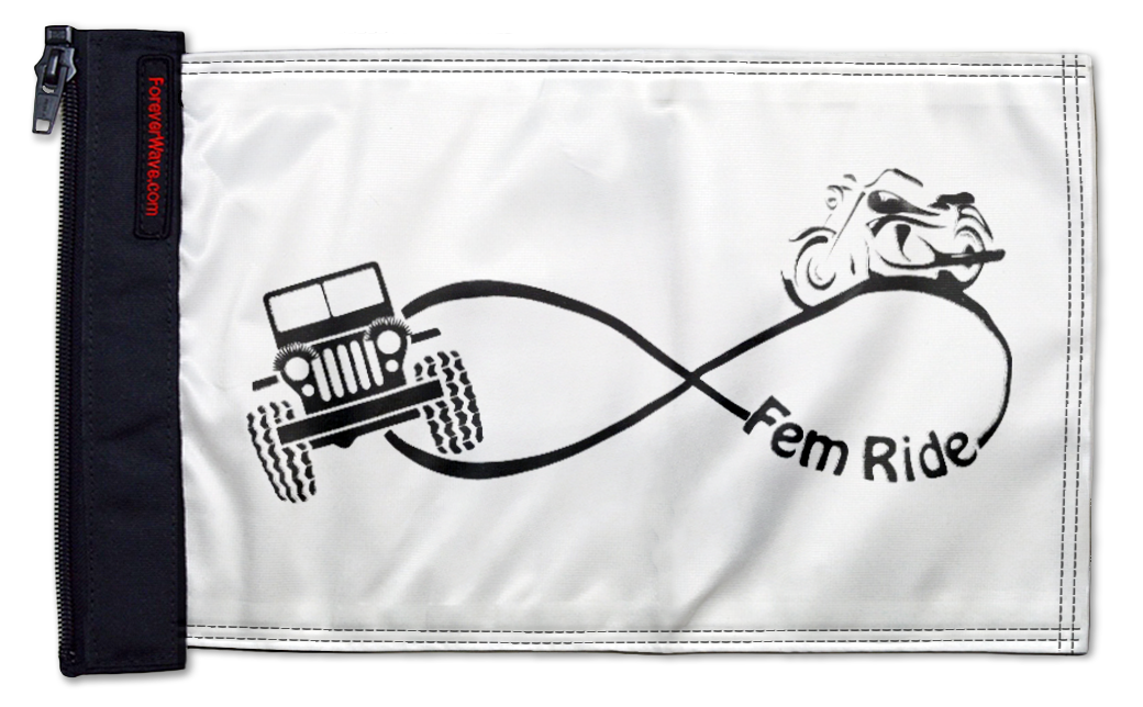 Fem Ride 12"x18" Forever Wave Flag for Jeep Wrangler YJ 1986-1995