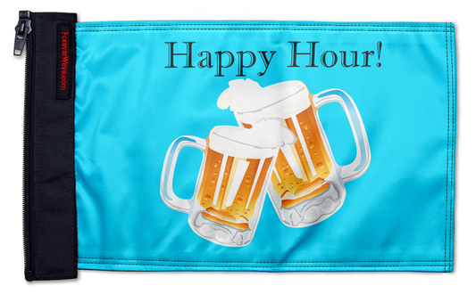 Happy Hour Beers 12"x18" Forever Wave Flag for Jeep Wrangler CJ-7 and CJ-8 1976-1986