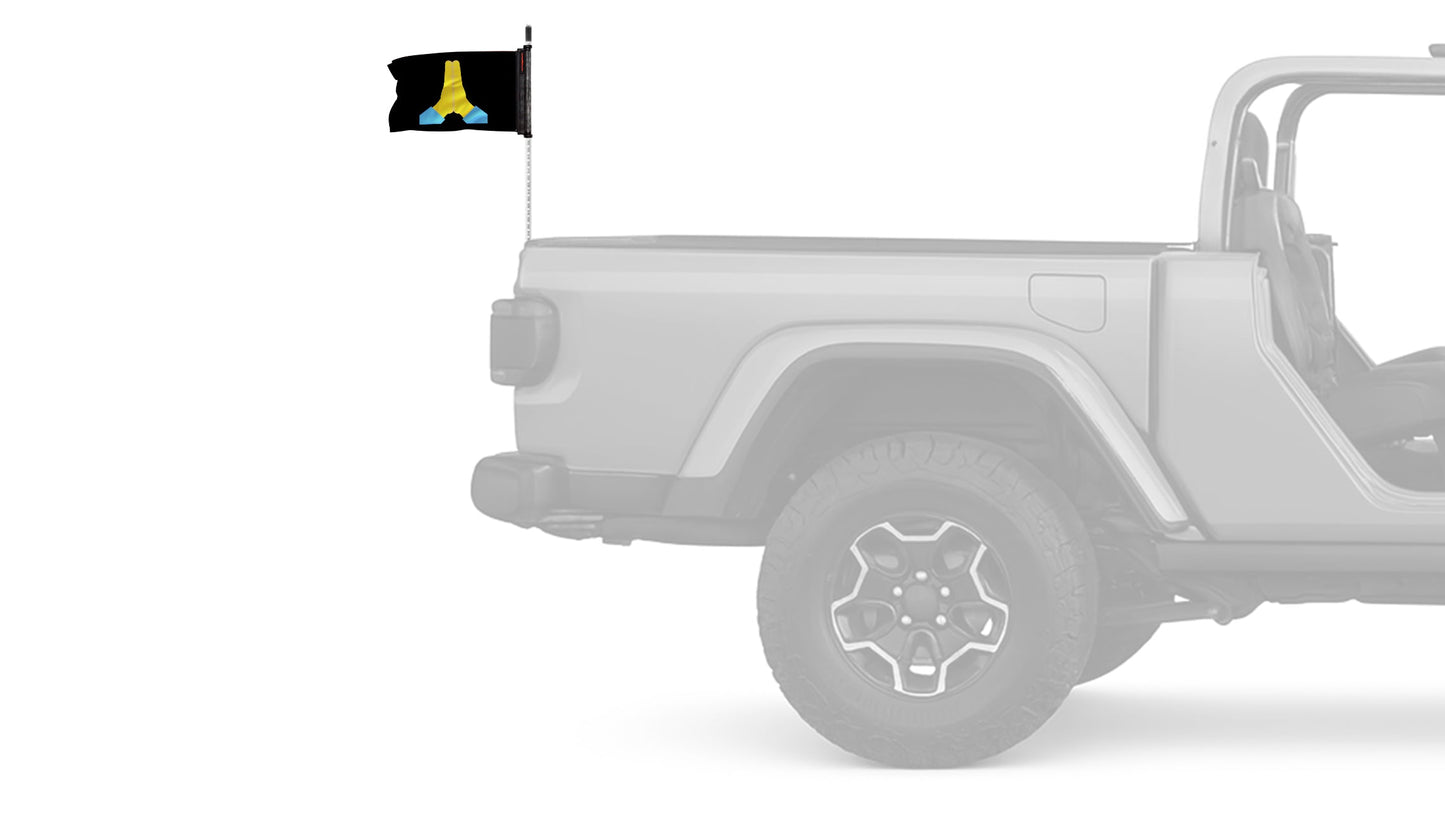 Emoji Praying Hands 12"x18" Forever Wave Flag for Jeep Wrangler JKU 4-Door 2007-2018