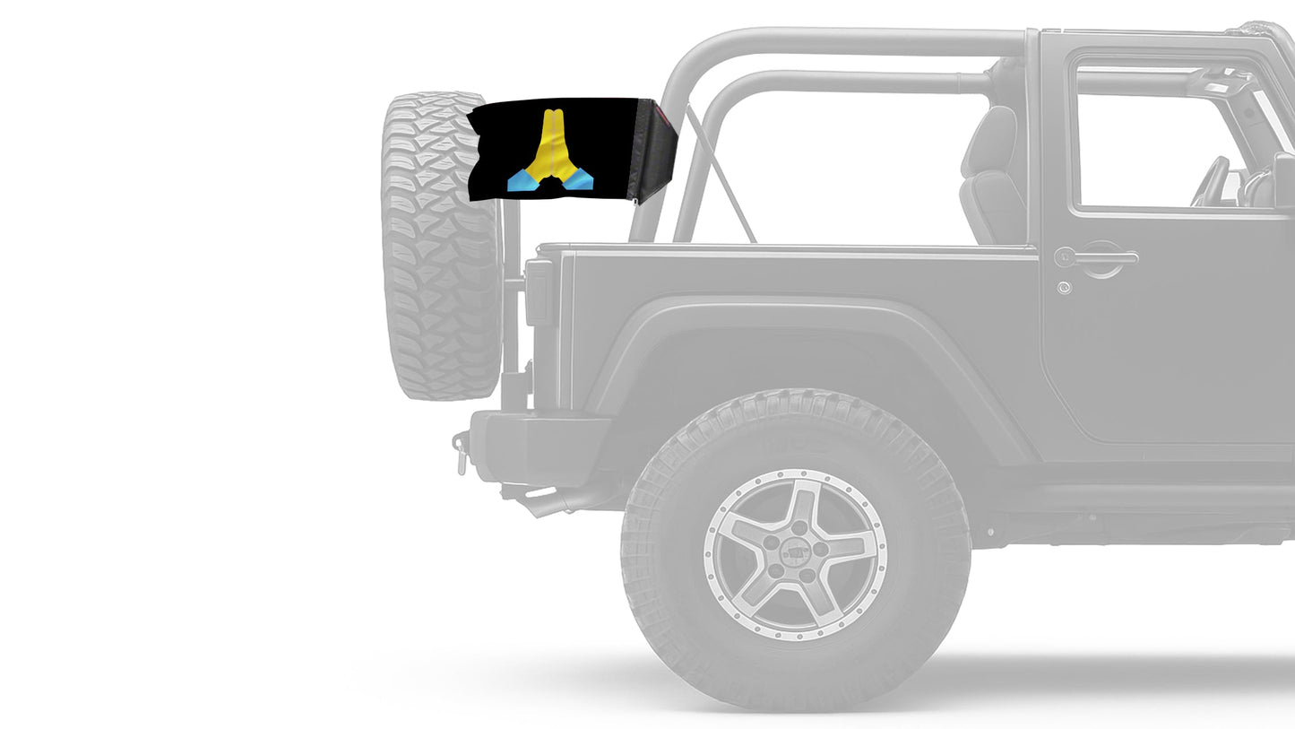 Emoji Praying Hands 12"x18" Forever Wave Flag for Jeep Wrangler JKU 4-Door 2007-2018