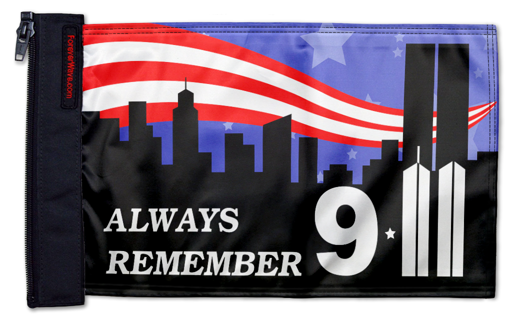 911 Tribute 12"x18" Forever Wave Flag for Jeep Wrangler JK 2-Door 2007-2018