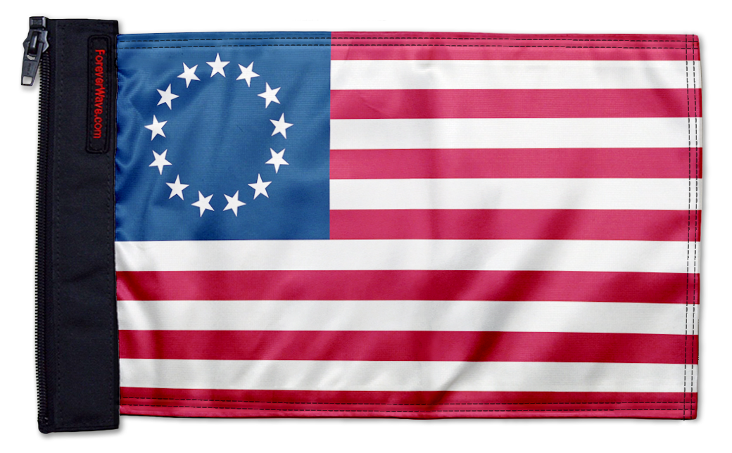 Betsy Ross 12"x18" Forever Wave Flag for Jeep Wrangler CJ-7 and CJ-8 1976-1986