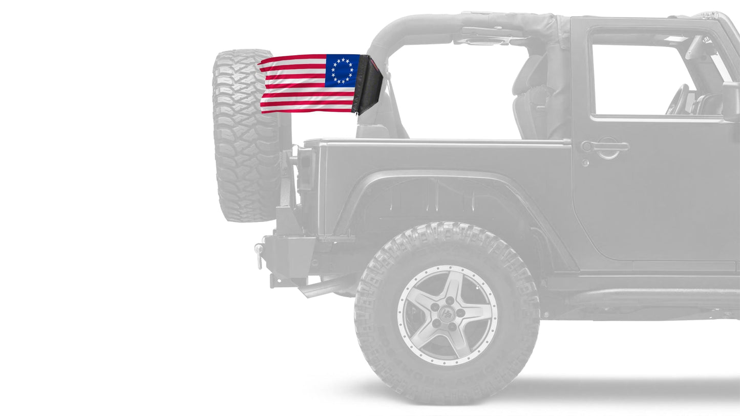 Betsy Ross 12"x18" Forever Wave Flag for Jeep Wrangler YJ 1986-1995