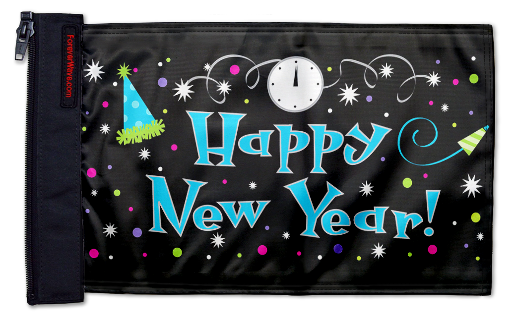 Happy New Year 12"x18" Forever Wave Flag for Jeep Wrangler JL 2-Door 2018-Present