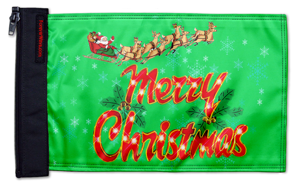 Merry Christmas 12"x18" Forever Wave Flag for Jeep Wrangler JKU 4-Door 2007-2018