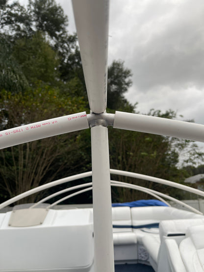 22'-26' Ultimate Pontoon Boat Canvas Solution with 6" Rise.