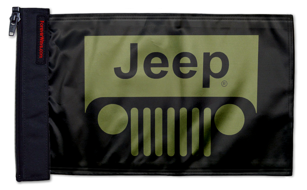 Jeep Grill 12"x18" Forever Wave Flag for Jeep Wrangler JKU 4-Door 2007-2018