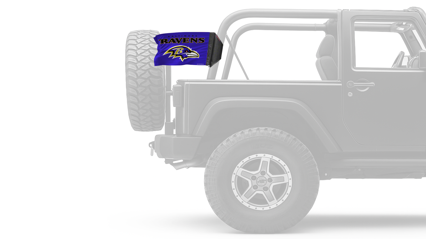 Baltimore Ravens 11"x17" Forever Wave Flag for Jeep Wrangler CJ-7 and CJ-8 1976-1986