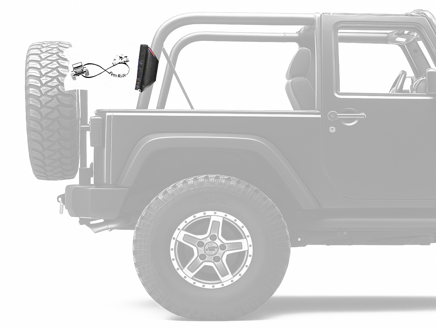 Fem Ride 12"x18" Forever Wave Flag for Jeep Wrangler JK 2-Door 2007-2018