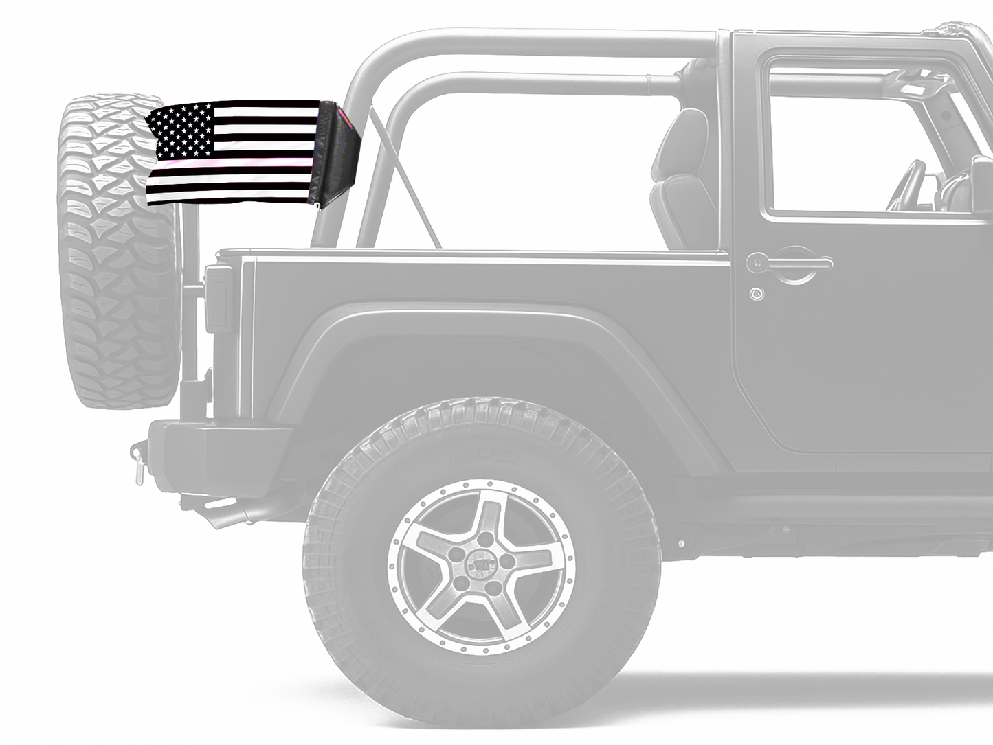 USA Subdued Thin Pink Line 12"x18" Forever Wave Flag for Jeep Wrangler JKU 4-Door 2007-2018