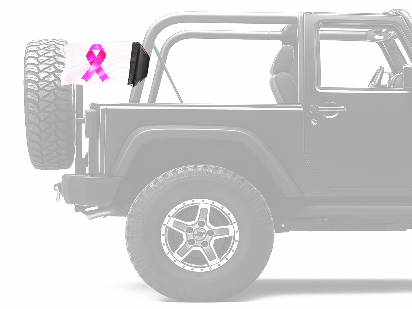 Pink Ribbon 12"x18" Forever Wave Flag for Jeep Wrangler JK 2-Door 2007-2018