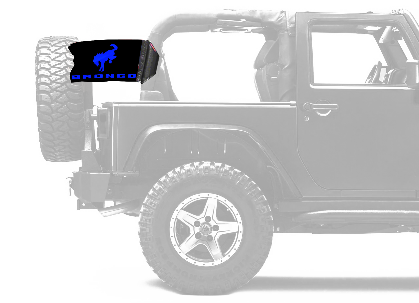 Bucking Bronco 12"x18" Forever Wave Flag for Jeep Wrangler JK 2-Door 2007-2018