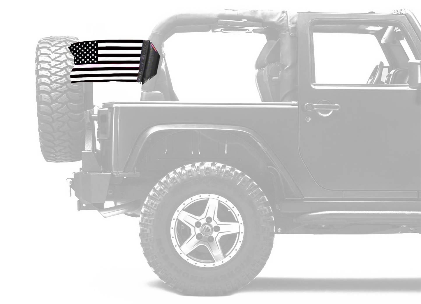 USA Subdued Thin Pink Line 12"x18" Forever Wave Flag for Jeep Wrangler YJ 1986-1995