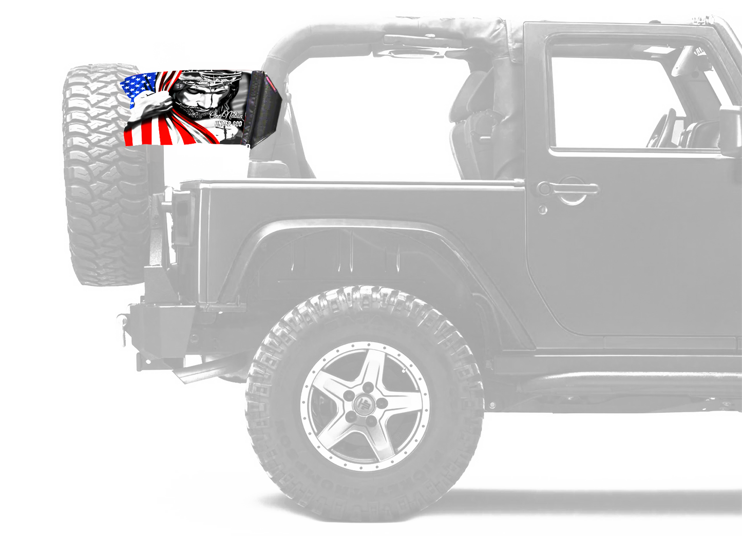 One Nation 12"x18" Forever Wave Flag for Jeep Wrangler JK 2-Door 2007-2018