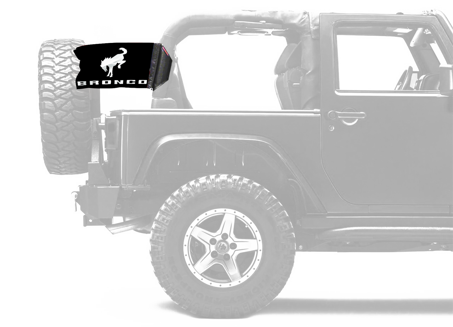 Bucking Bronco 12"x18" Forever Wave Flag for Jeep Wrangler LJ 2003-2006