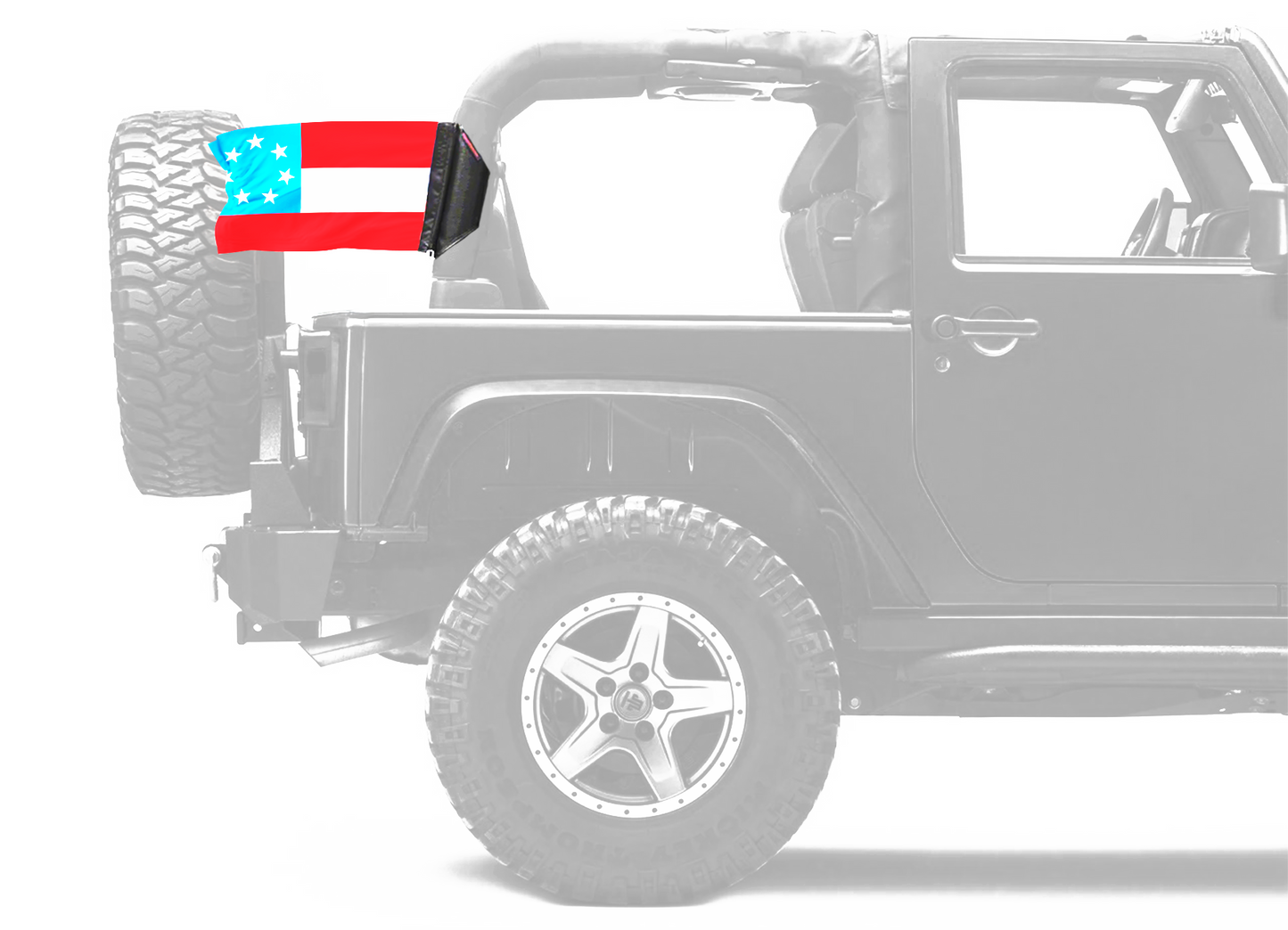 1st Confederate 7 Star 12"x18" Forever Wave Flag for Jeep Wrangler JK 2-Door 2007-2018