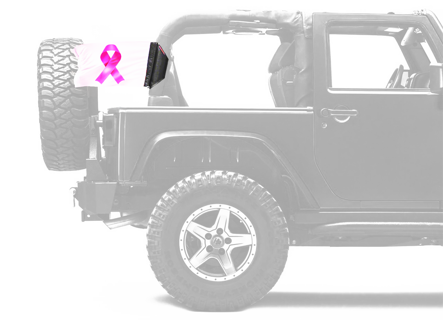 Pink Ribbon 12"x18" Forever Wave Flag for Jeep Wrangler JK 2-Door 2007-2018