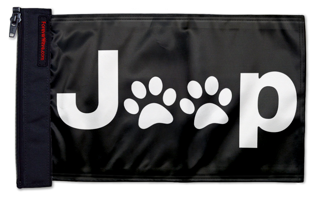 Jeep Paws 12"x18" Forever Wave Flag for Jeep Wrangler YJ 1986-1995