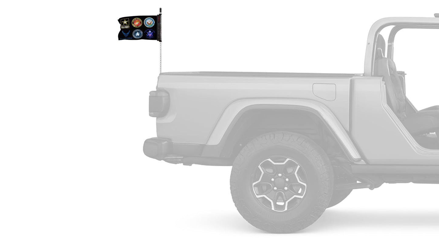 Armed Forces 12"x18" Forever Wave Flag for Jeep Wrangler YJ 1986-1995