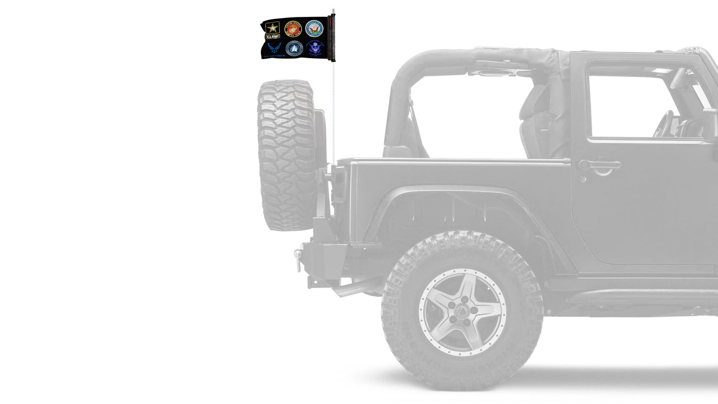 Armed Forces 12"x18" Forever Wave Flag for Jeep Wrangler YJ 1986-1995