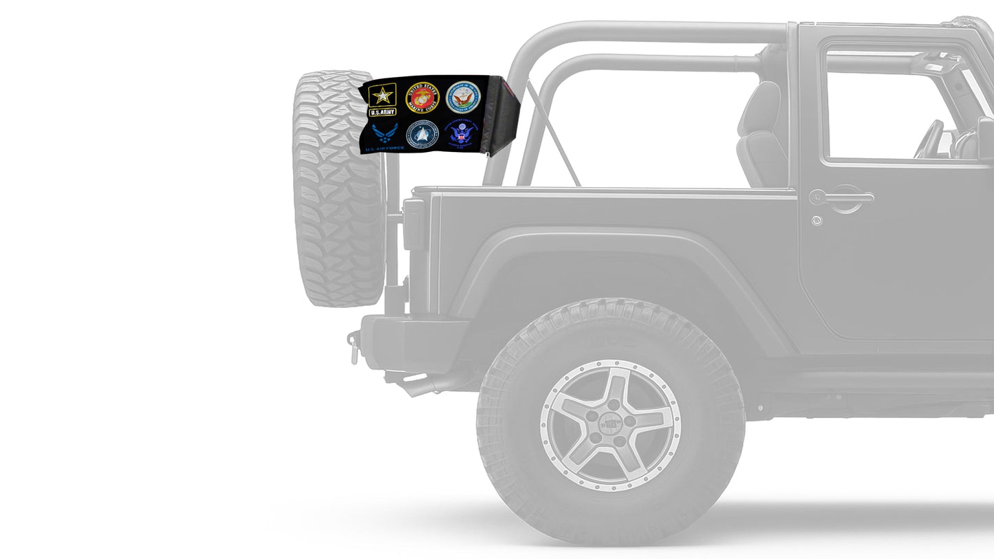 Armed Forces 12"x18" Forever Wave Flag for Jeep Wrangler YJ 1986-1995