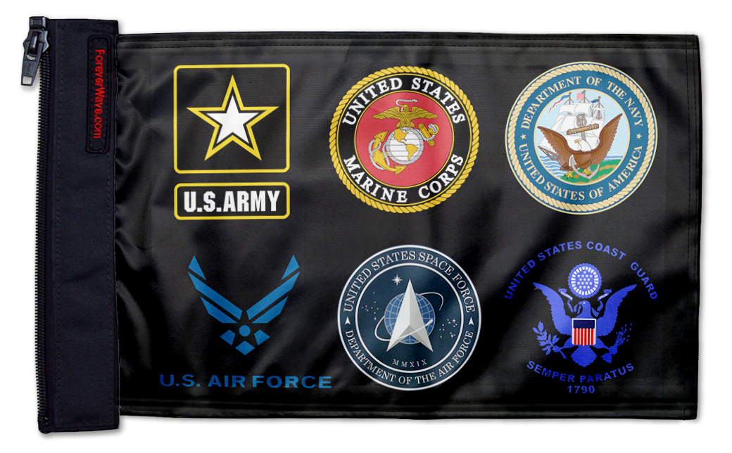 Armed Forces 12"x18" Forever Wave Flag for Jeep Wrangler YJ 1986-1995